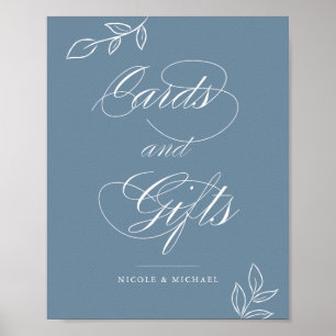 Poster Panneau Mariage Dusty Blue Botanical Cartes & Cade