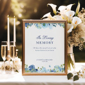 Poster Panneau Mariage Dusty Blue Floral In Love Memory