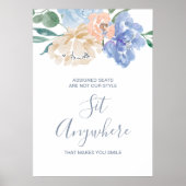 Poster Panneau Mariage Dusty Blue Florals (Devant)