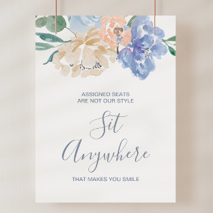 Poster Panneau Mariage Dusty Blue Florals