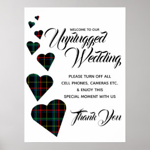 Poster Panneau Mariage écossais Tartan Coeur débranché