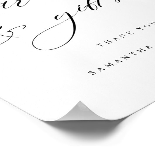 Poster Panneau Mariage Élégant Cartes et Cadeaux Monogram (Coin)