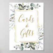 Poster Panneau Mariage Élégant Eucalyptus Cartes et Cadea (Devant)
