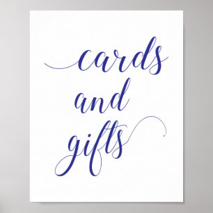 Poster Panneau Mariage Elegant Marine Cartes Bleues et Ca