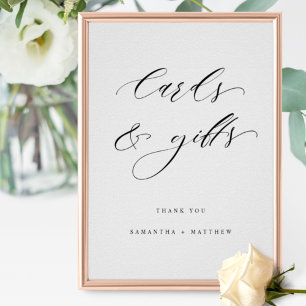 Poster Panneau Mariage élégant Script, cartes et cadeaux