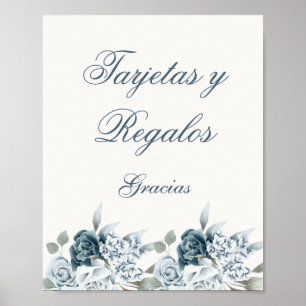 Poster Panneau mariage espagnol Floral Blue Cards and Gia