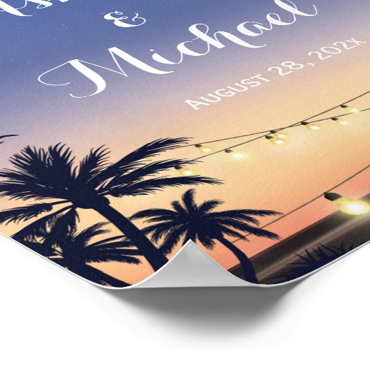 Poster Panneau Mariage Été Palm Tree Beach (Coin)