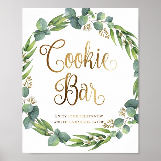 Poster Panneau mariage Eucalyptus pour barre de cookies (Devant)