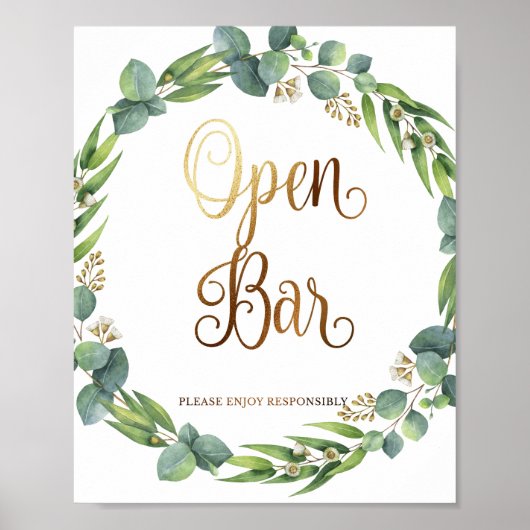 Poster Panneau mariage Eucalyptus pour barre ouverte (Devant)