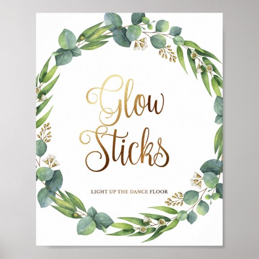 Poster Panneau mariage Eucalyptus pour bâtons brillants (Devant)