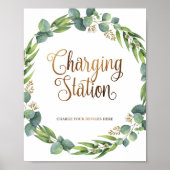 Poster Panneau mariage Eucalyptus pour station de recharg (Devant)