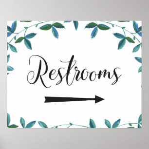 Poster Panneau mariage Flèche droite des toilettes