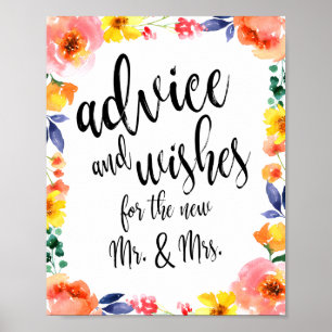 Poster Panneau Mariage Floral 8x10