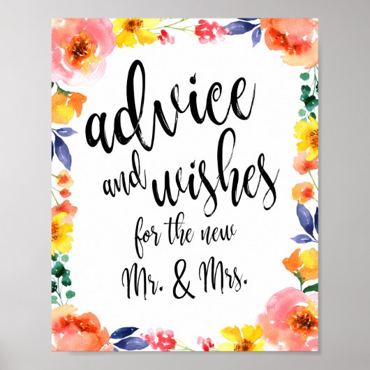 Poster Panneau Mariage Floral 8x10 (Devant)