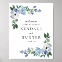 Panneau mariage floral bleu et vert