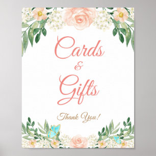Poster Panneau Mariage floral des cartes et des cadeaux