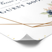 Poster Panneau mariage Floral Navy & blush (Coin)
