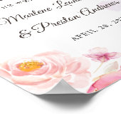 Poster Panneau Mariage floral rose et or (Coin)