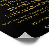 Poster Panneau mariage Gold & Black Open Bar (Coin)