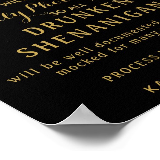 Poster Panneau mariage Gold & Black Open Bar (Coin)