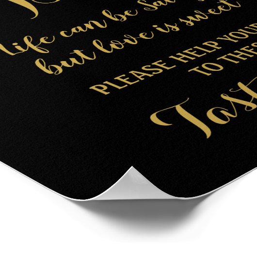 Poster Panneau mariage Gold & Black Popcorn Bar (Coin)