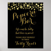 Poster Panneau mariage Gold & Black Popcorn Bar (Devant)