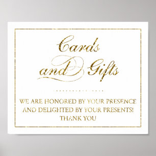 Poster Panneau Mariage Gold Foil Cartes & Cadeaux