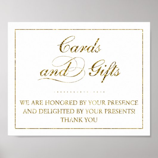 Poster Panneau Mariage Gold Foil Cartes & Cadeaux (Devant)