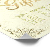 Poster Panneau Mariage Gold Script Floral Cartes Cadeaux  (Coin)