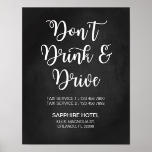 Poster Panneau Mariage Info Taxi Signes de calligraphie