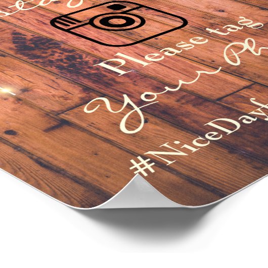 Poster Panneau Mariage Instagram Rustique Bois (Coin)