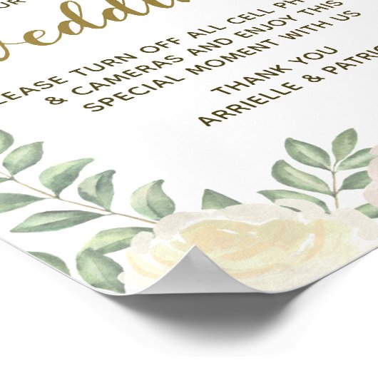 Poster Panneau Mariage ivoire Blush Champagne débranché (Coin)