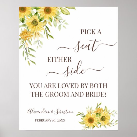 Poster Panneau Mariage latéral Pour Choisir Un Siège (Devant)
