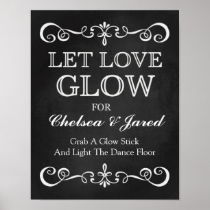 Poster Panneau mariage - Let Love Glow Mariage Chalkboard