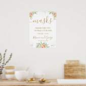 Poster Panneau mariage masque floral je vous prie (Cuisine)