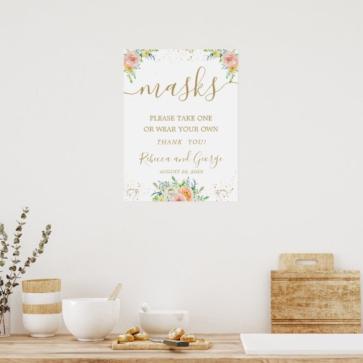 Poster Panneau mariage masque floral svp (Cuisine)