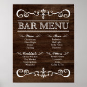 Poster Panneau mariage - Menu Barre Panneau Rustique Mari (Devant)