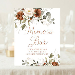 Poster Panneau Mariage Mimosa Bar à crème rouille fleurie