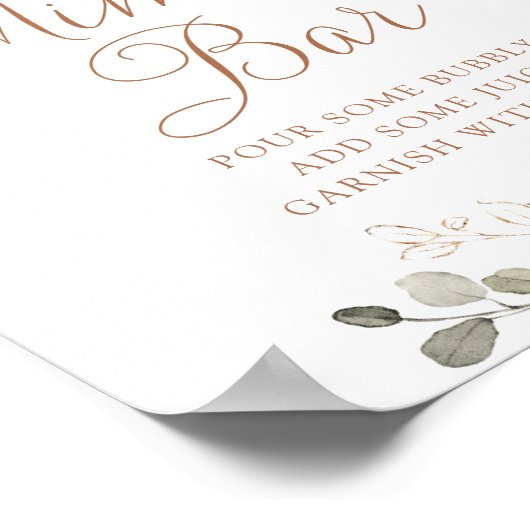 Poster Panneau Mariage Mimosa Bar à crème rouille fleurie (Coin)