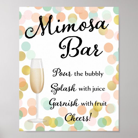 Poster Panneau Mariage Mimosa Bar Gold, Rose, Mint (Devant)