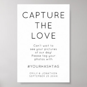Poster Panneau Mariage minimaliste Capture du hashtag Amo