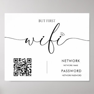 Poster Panneau Mariage minimaliste moderne WiFi Mot de pa