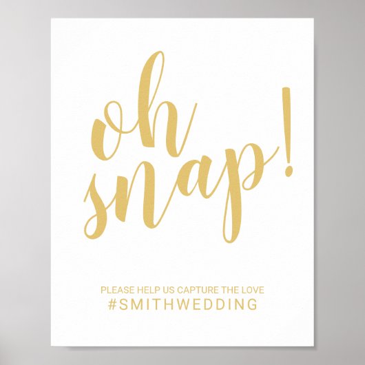 Poster Panneau Mariage moderne Gold Oh Snap (Devant)