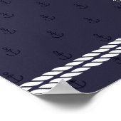 Poster Panneau Mariage nautique 18x24 Ancres bleues (Coin)