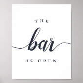 Poster Panneau Mariage Navy & White "The Bar is Open" (Devant)