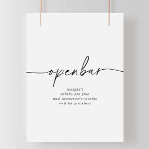 Poster Panneau Mariage noir blanc classique à barre ouver