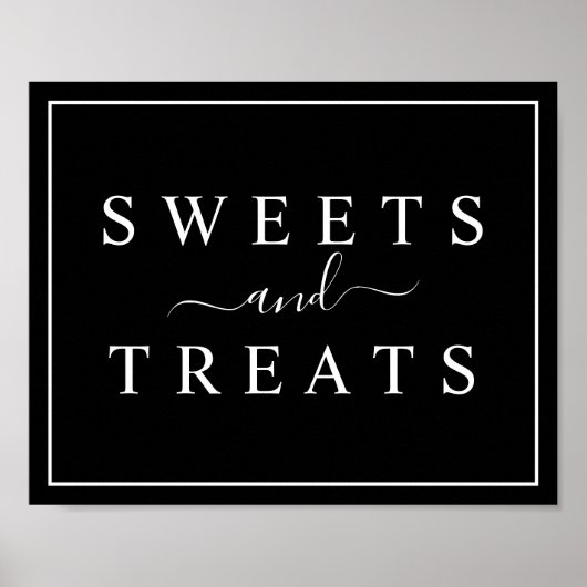 Poster Panneau Mariage noir et blanc Sweets & Traitements (Devant)