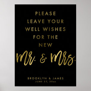 Poster Panneau Mariage Noir Et Or