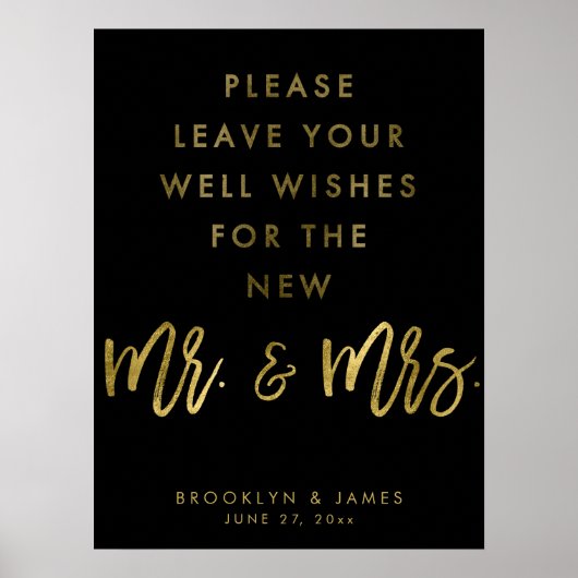 Poster Panneau Mariage Noir Et Or (Devant)