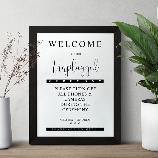 Poster Panneau Mariage noir minimaliste débranché